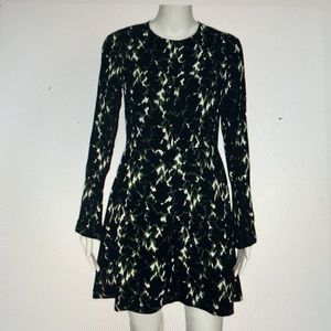 A.L.C Black & Green Silk Long Sleeve Dress Size 6